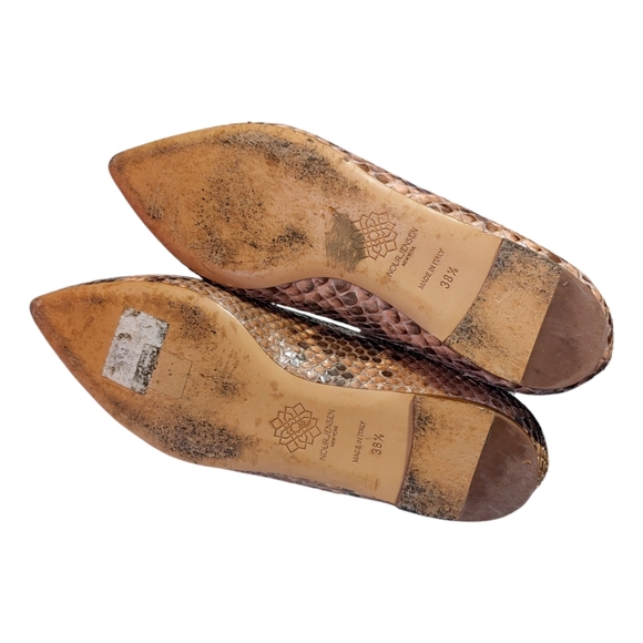 Nour Jensen Leather Snakeskin Python Pointed Toe Flats Women's Size 38.5 - 8 - Picture 7 of 8